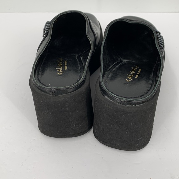 Caligula chunky clogs shoe wedge platform black leather slide Israel clunky 35 5 - Picture 5 of 7